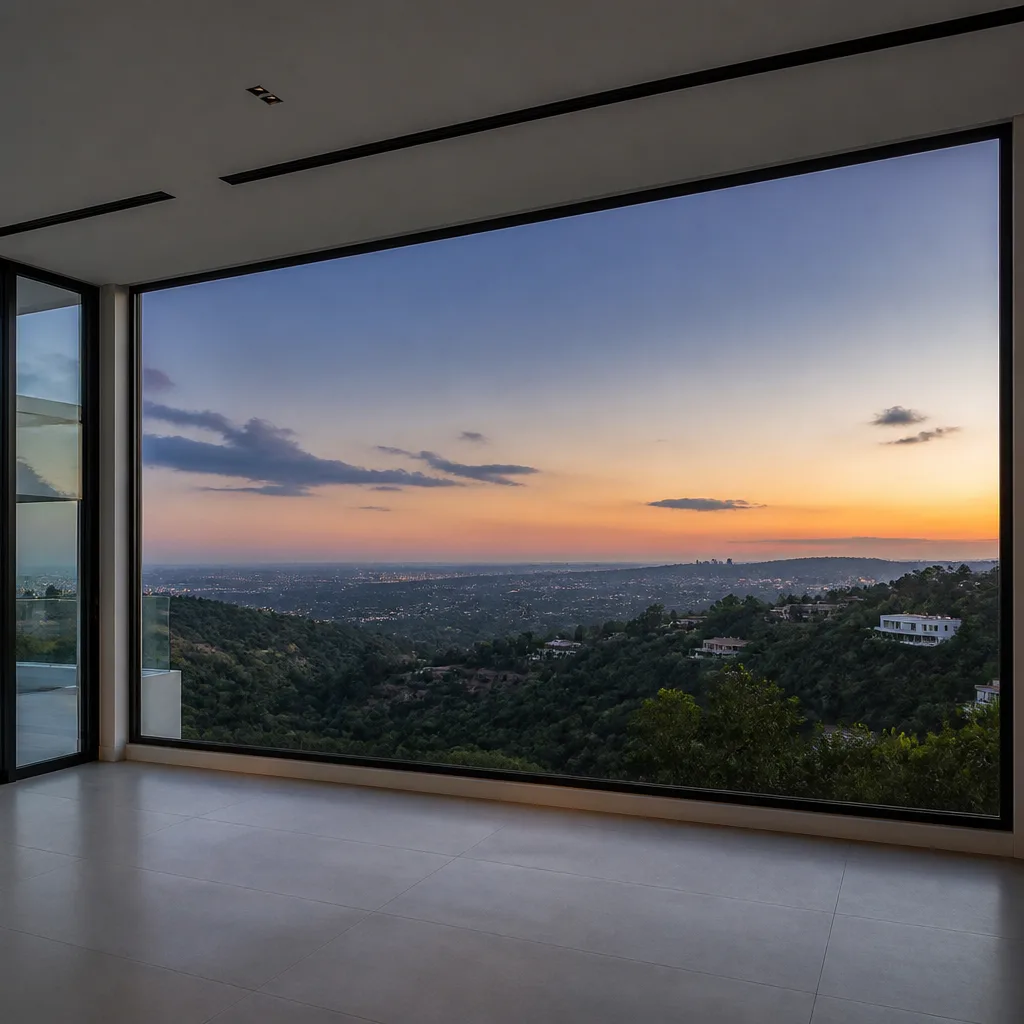 Modern floor-to-ceiling panoramic window installation in a luxury home in Miami, FL