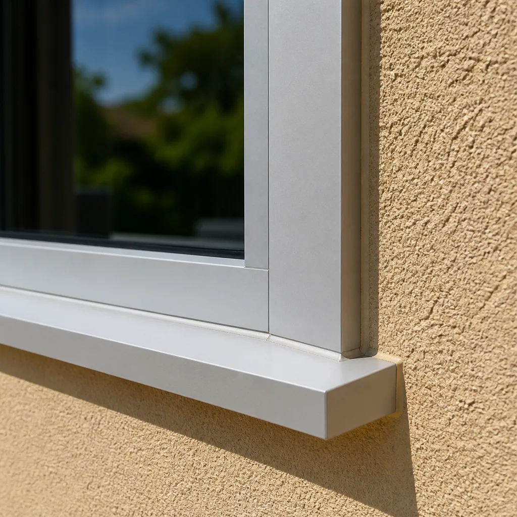 Modern aluminum window frame installed in a textured stucco wall in Miami, FL